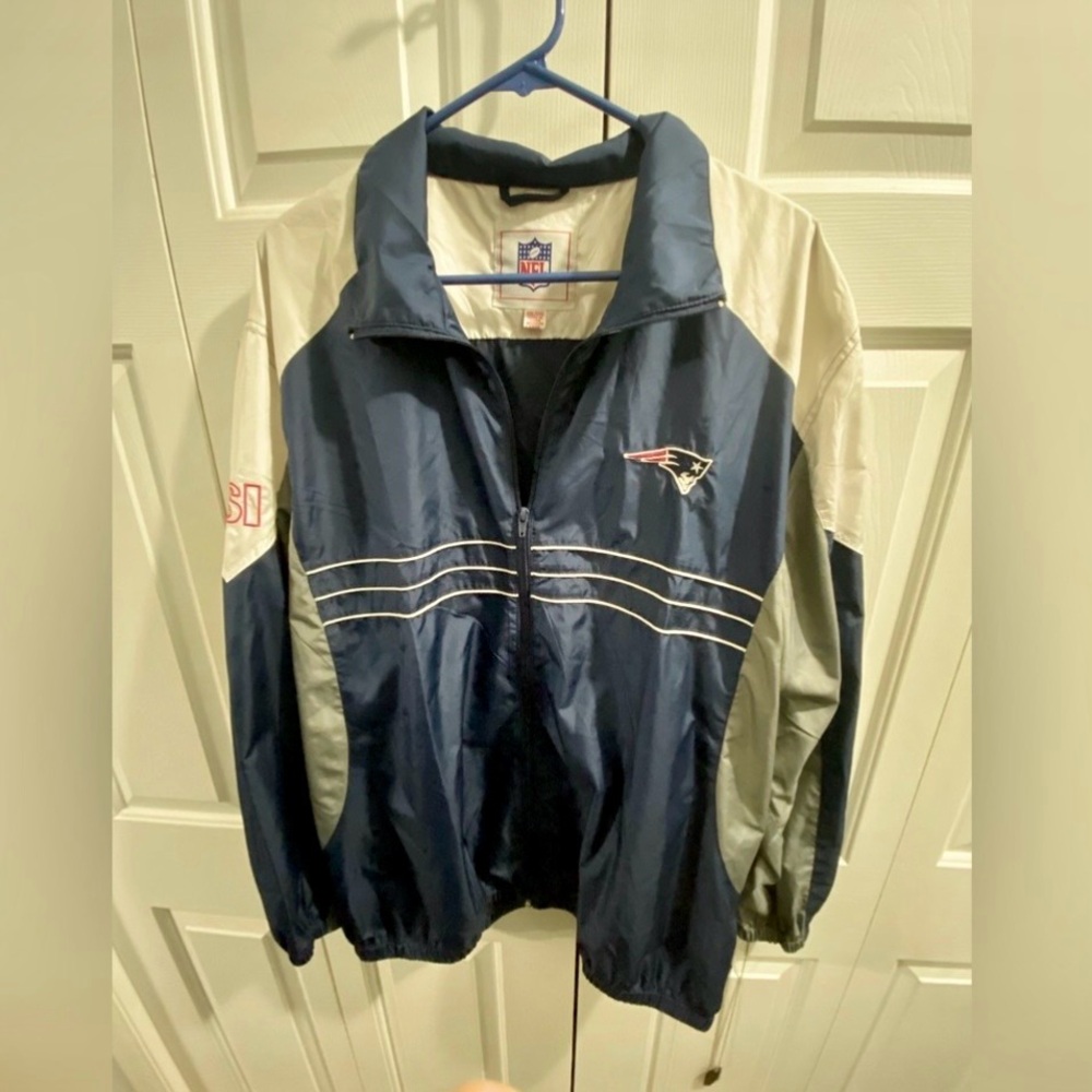 SI Sports Illustrated Patriots NFL Windbreaker Jacket Men's Blue Sz XXL